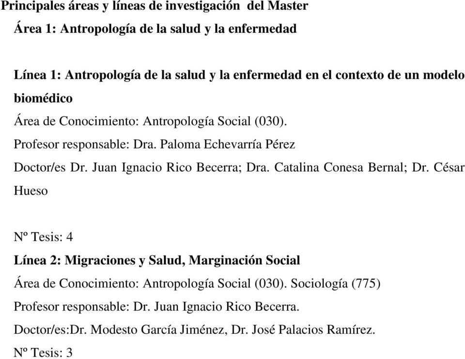 Juan Ignacio Rico Becerra; Dra. Catalina Conesa Bernal; Dr.