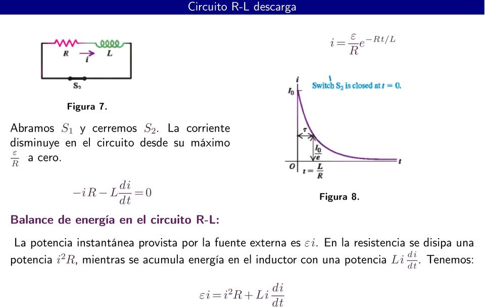 ε R ir L di dt =0 Balance de energía en el circuito R-L: Figura 8.