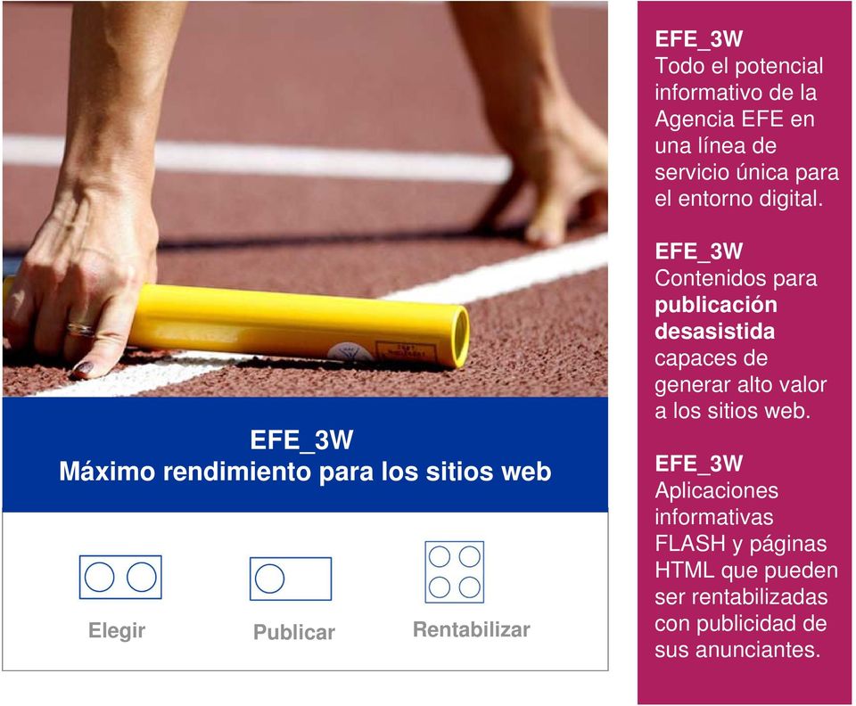 EFE_3W Máximo rendimiento para los sitios web Elegir Publicar Rentabilizar EFE_3W Contenidos para