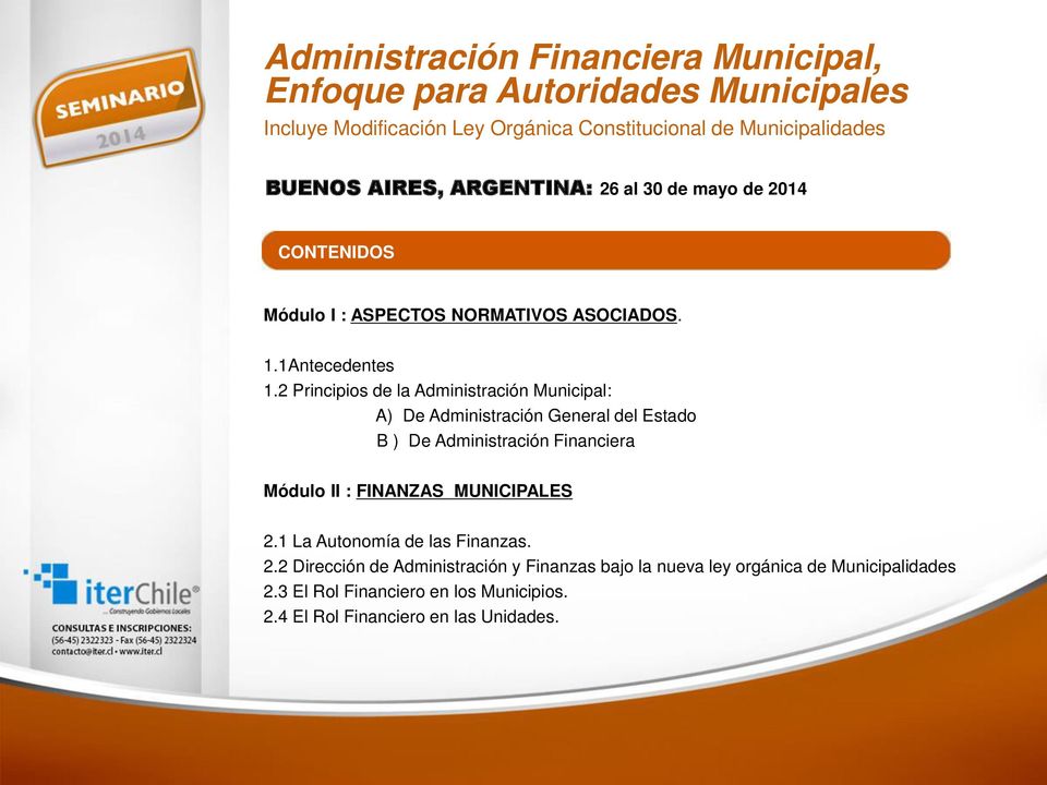 Administración Financiera Módulo II : FINANZAS MUNICIPALES 2.