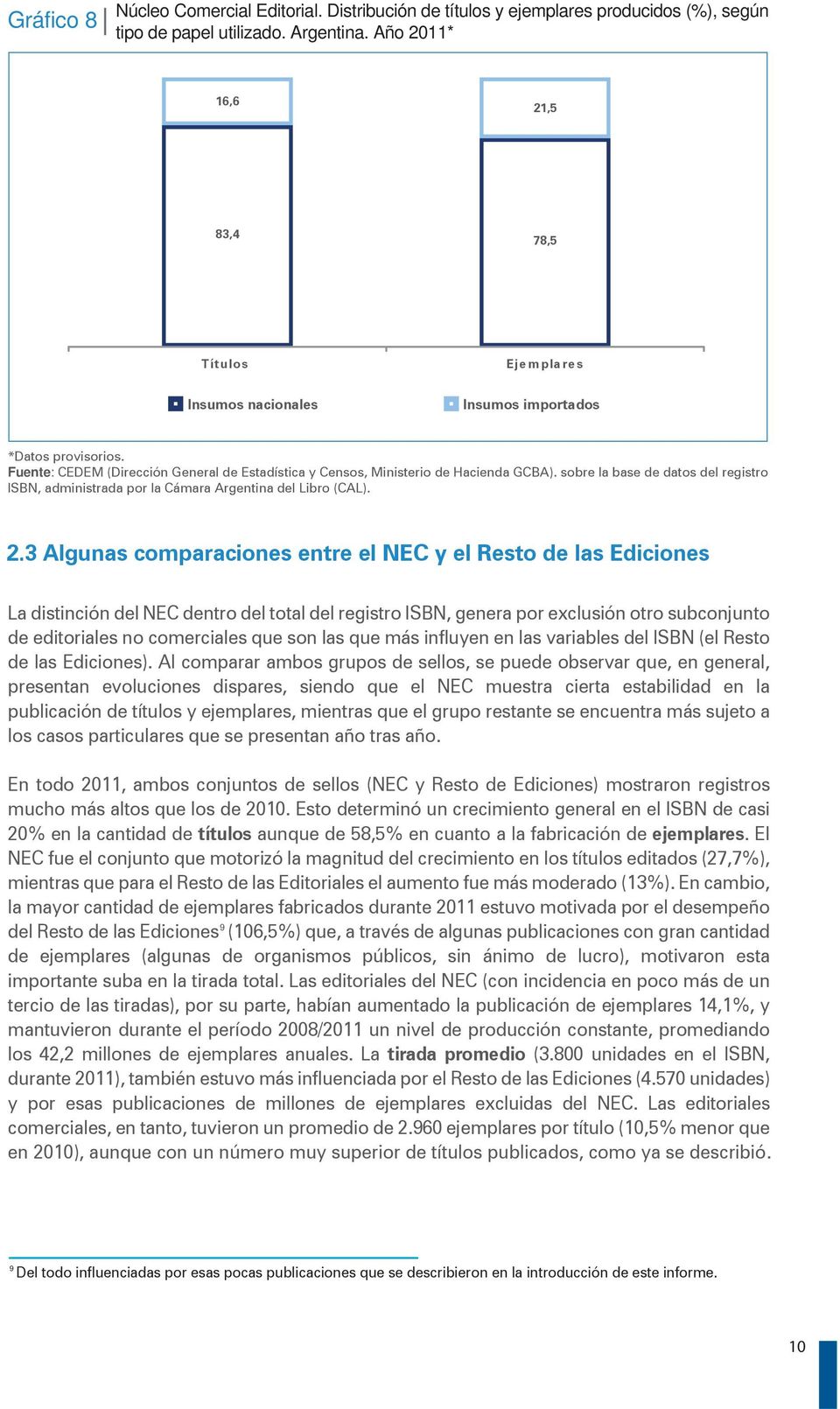 sobre la base de datos del registro ISBN, administrada por la Cámara Argentina del Libro (CAL). 2.