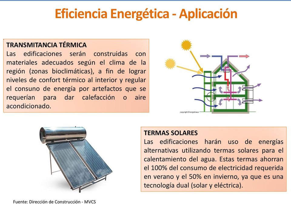 aire acondicionado. TERMAS SOLARES Las edificaciones harán uso de energías alternativas utilizando termas solares para el calentamiento del agua.