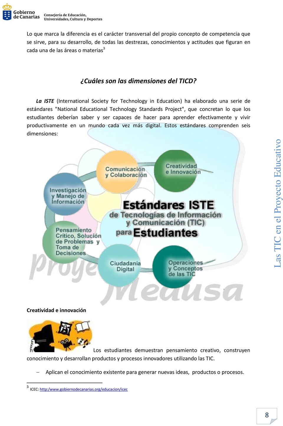 La ISTE (International Society for Technology in Education) ha elaborado una serie de estándares "National Educational Technology Standards Project", que concretan lo que los estudiantes deberían