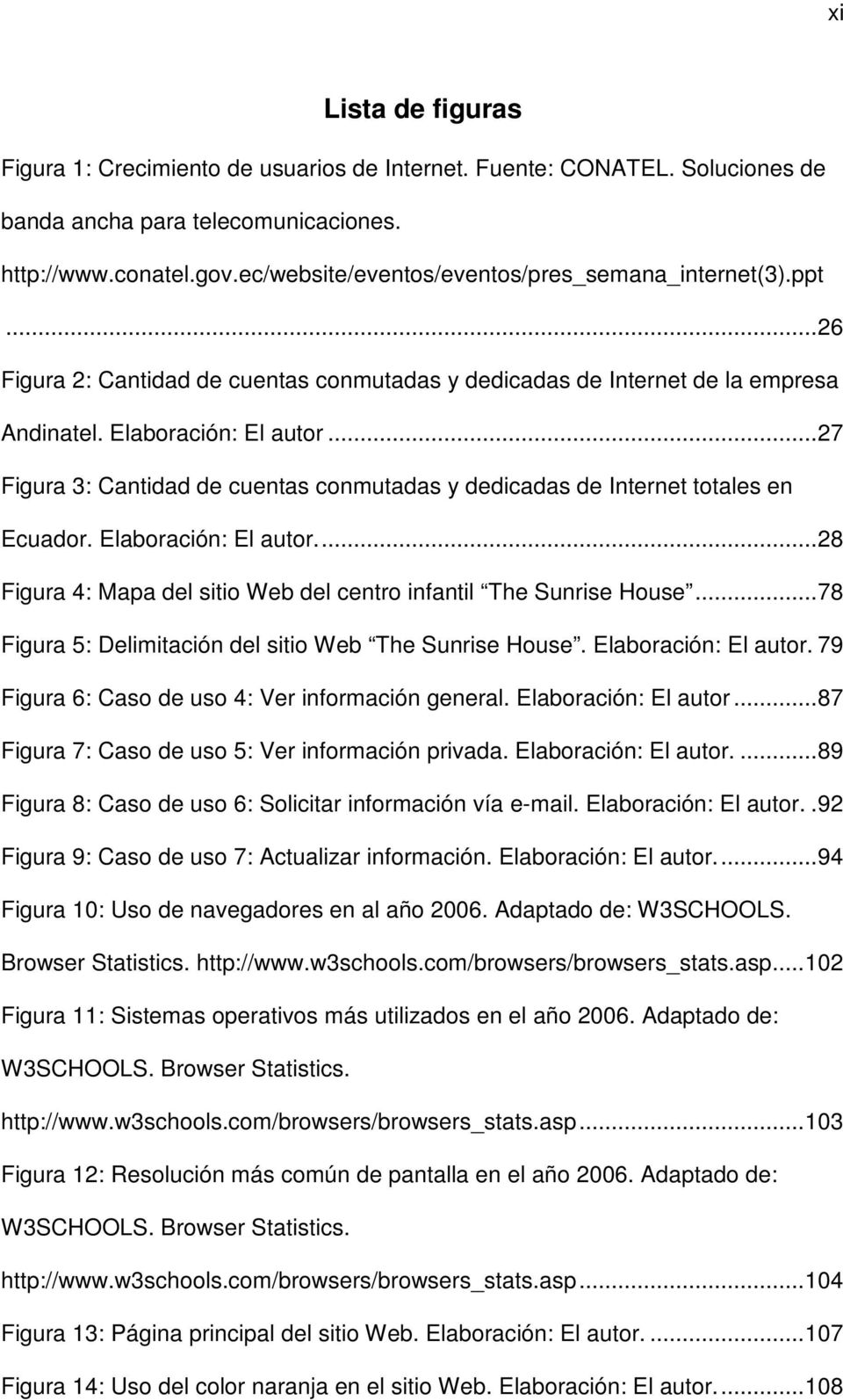 .. 27 Figura 3: Cantidad de cuentas conmutadas y dedicadas de Internet totales en Ecuador. Elaboración: El autor.... 28 Figura 4: Mapa del sitio Web del centro infantil The Sunrise House.