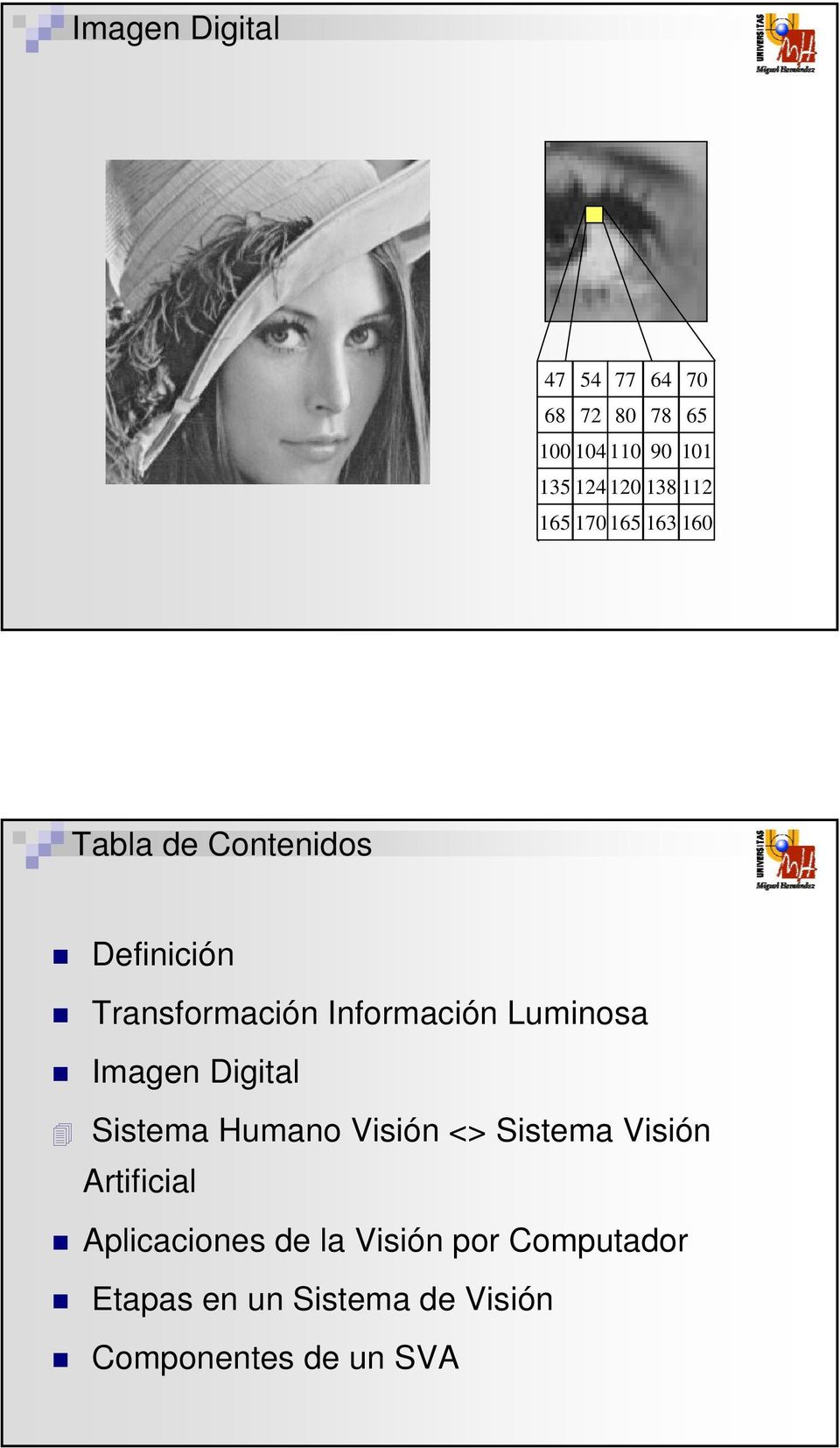 Luminosa Imagen Digital Sistema Humano Visión <> Sistema Visión Artificial