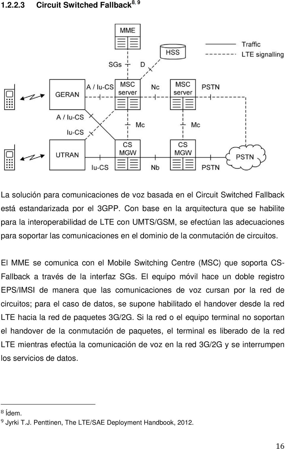 El MME se comunica con el Mobile Switching Centre (MSC) que soporta CS- Fallback a través de la interfaz SGs.