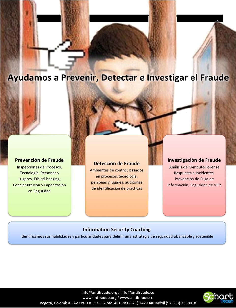 Investigación de Fraude Análisis de Cómputo Forense Respuesta a Incidentes, Prevención de Fuga de Información, Seguridad de VIPs Information Security Coaching