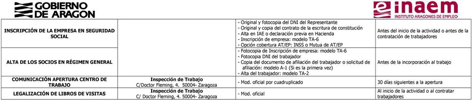 50004- Zaragoza - Original y copia del contrato de la escritura de constitución - Copia del documento de afiliación del