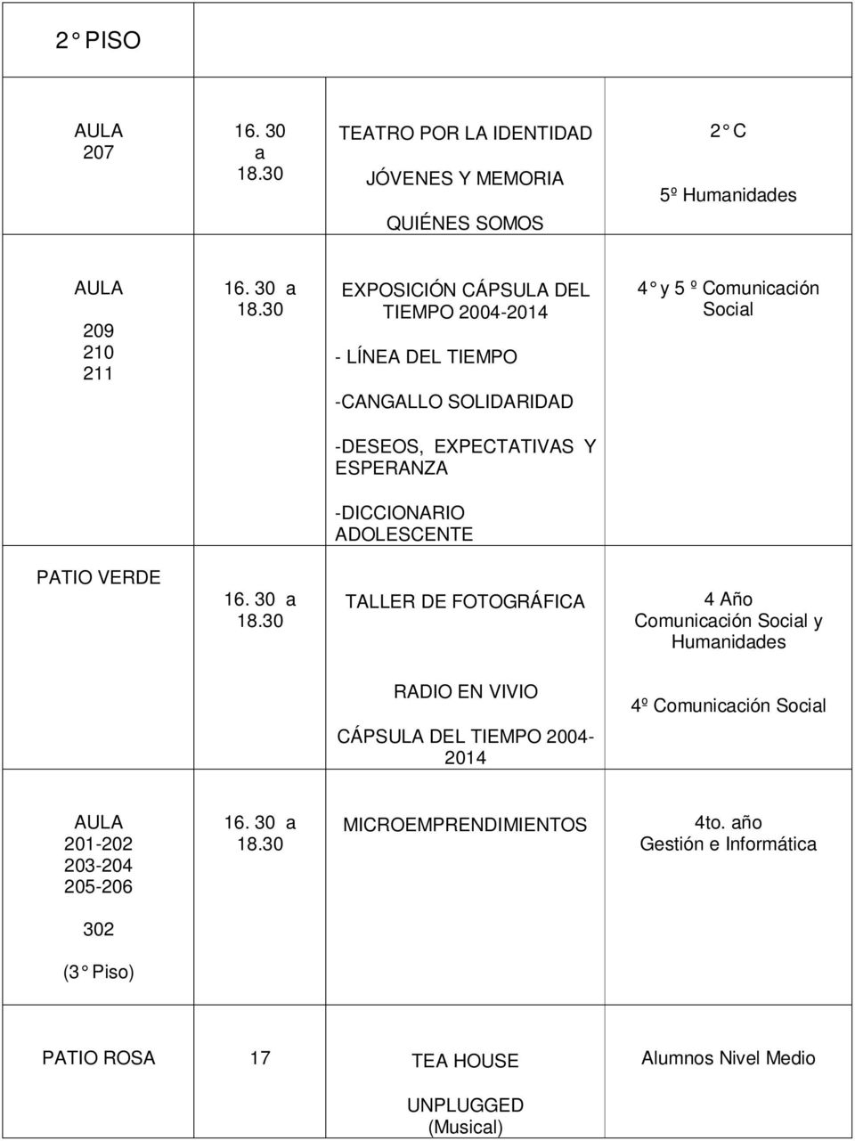 DEL TIEMPO -CANGALLO SOLIDARIDAD 4 y 5 º Comunicación Social -DESEOS, EXPECTATIVAS Y ESPERANZA -DICCIONARIO ADOLESCENTE PATIO VERDE TALLER DE