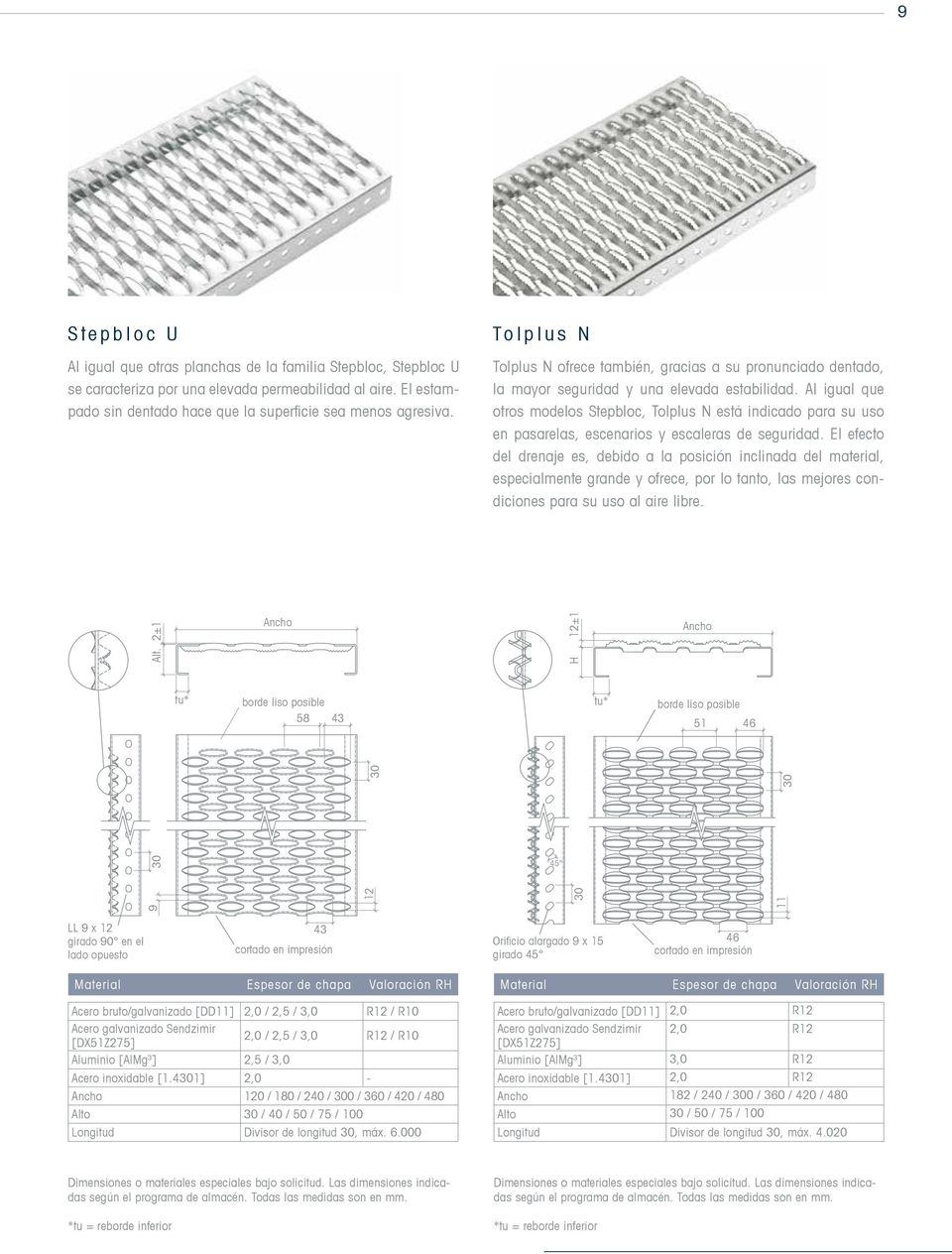 Al igual que otros modelos Stepbloc, Tolplus N está indicado para su uso en pasarelas, escenarios y escaleras de seguridad.