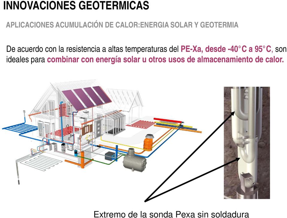 PE-Xa, desde -40 C a 95 C, son ideales para combinar con energía solar u