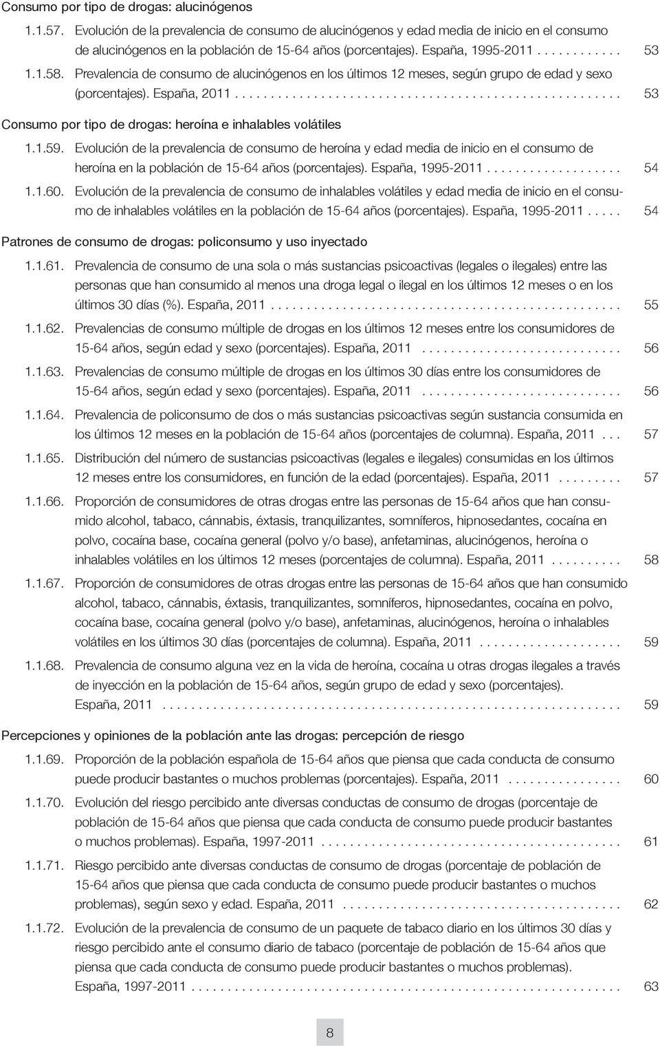 Prevalencia de consumo de alucinógenos en los últimos 12 meses, según grupo de edad y sexo (porcentajes). España, 211...................................................... 53 Consumo por tipo de drogas: heroína e inhalables volátiles 1.