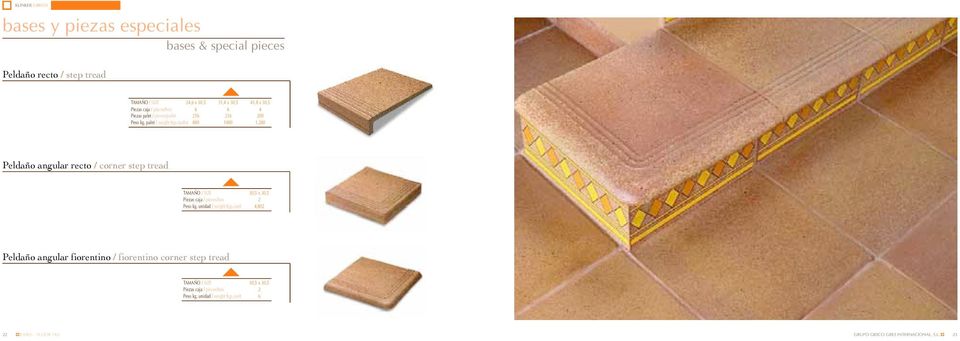 280 Peldaño angular recto / corner step tread TAMAÑO / SIZE 30,5 x 30,5 Piezas caja / pieces/box 2 Peso kg.