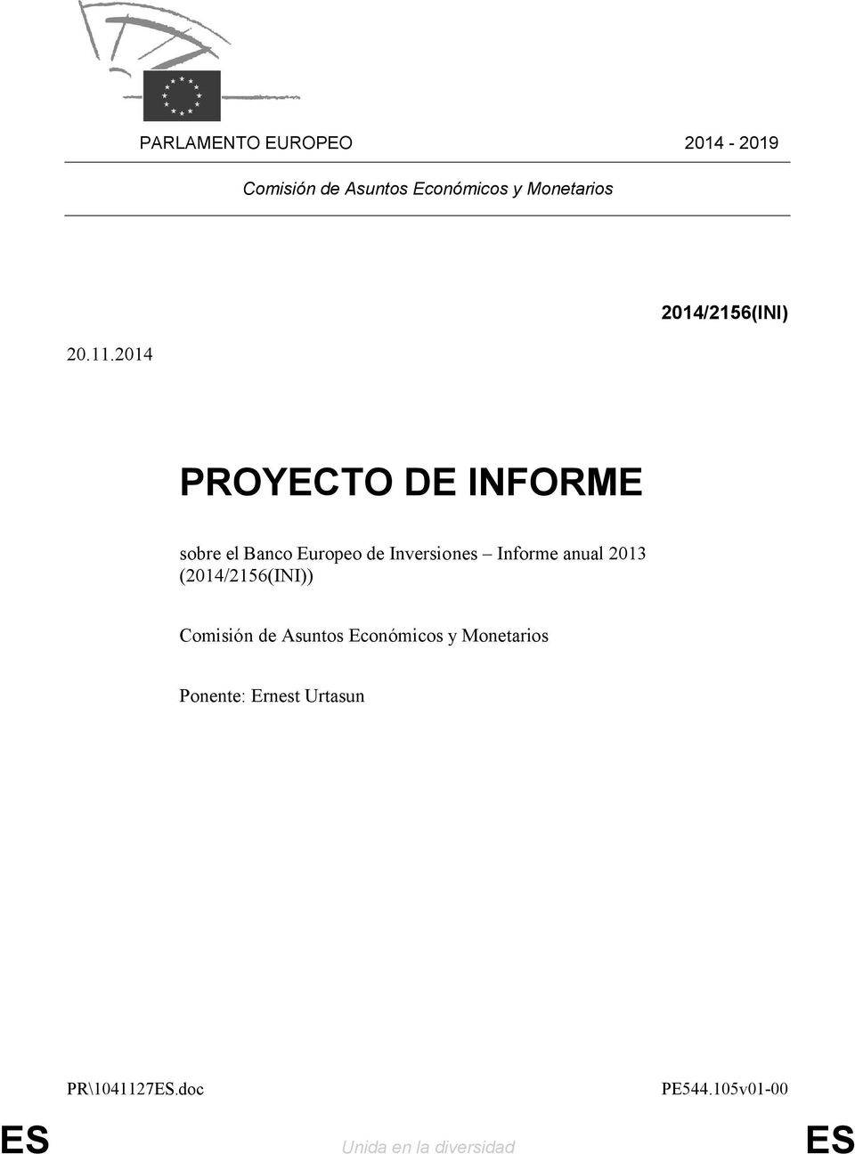 Informe anual 2013 (2014/2156(INI)) Comisión de Asuntos Económicos y