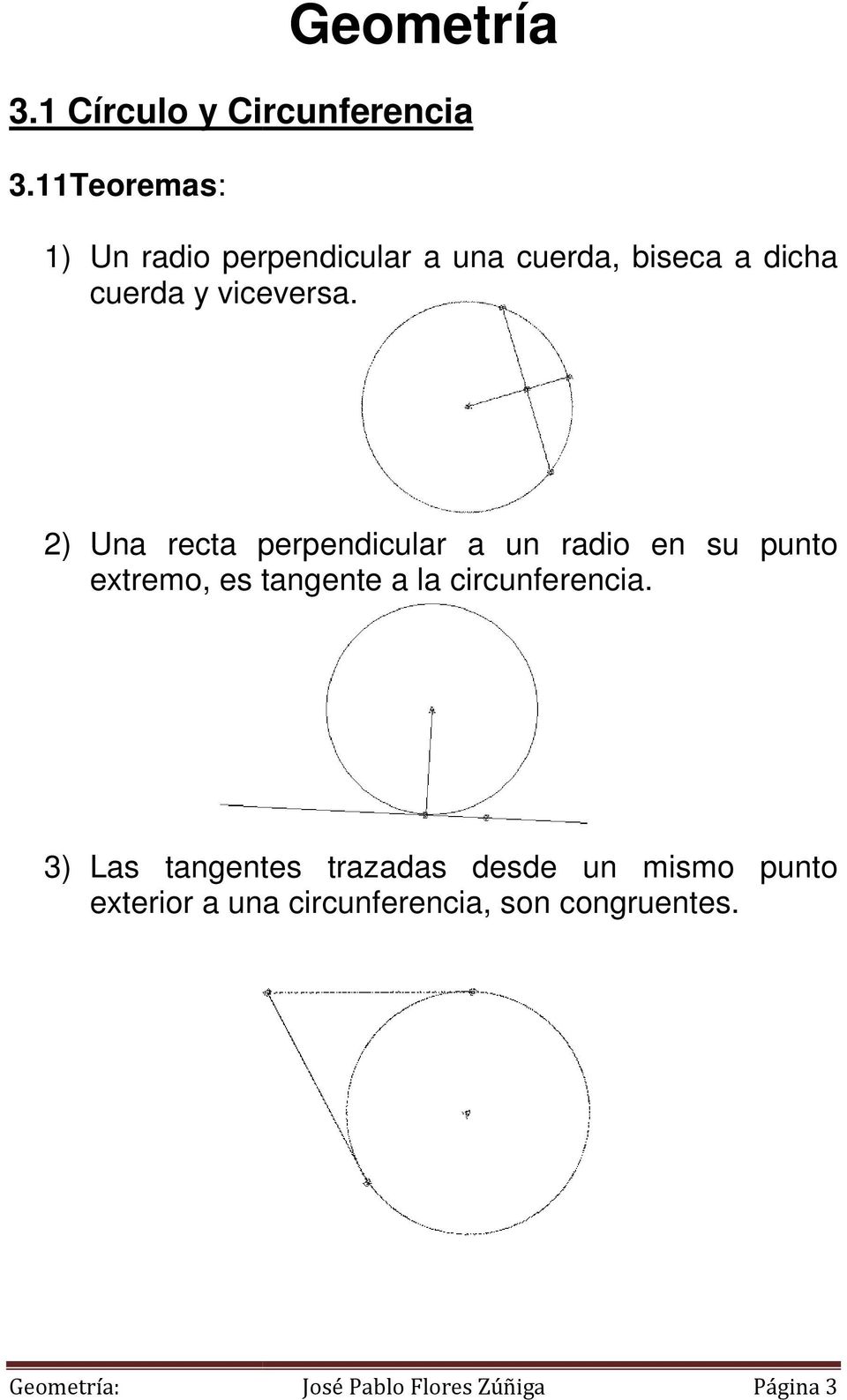 ) Una recta perpendicular a un radio en su punto extremo, es tangente a la circunferencia.