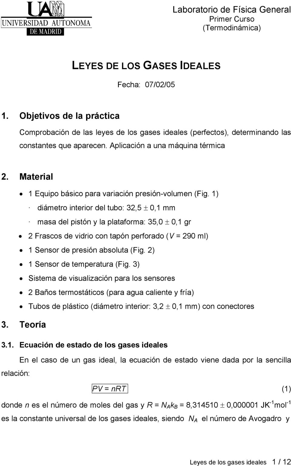 Material 1 Equipo básico para variación presión-volumen (Fig.