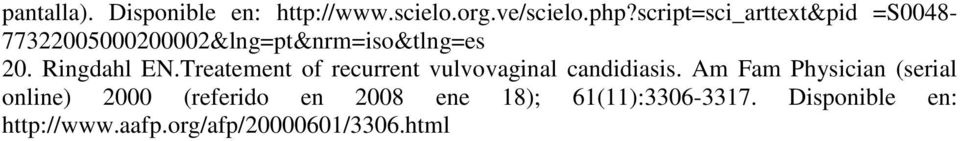 Ringdahl EN.Treatement of recurrent vulvovaginal candidiasis.
