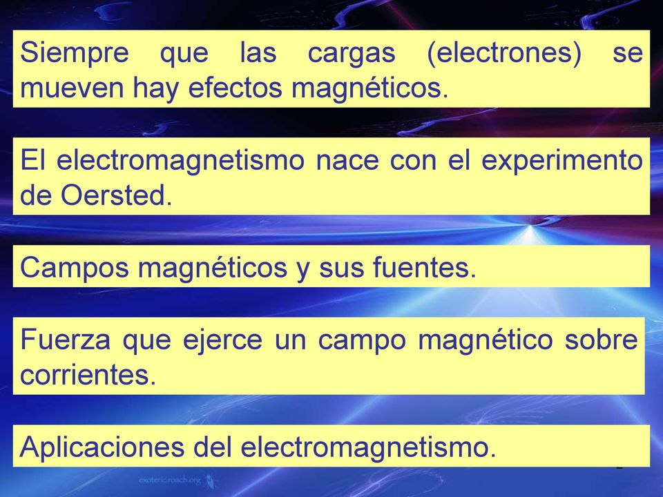 El electromagnetismo nace con el experimento de Oersted.