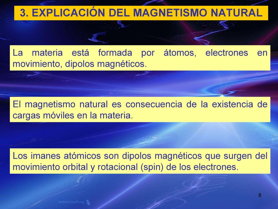 El magnetismo natural es consecuencia de la existencia de cargas móviles en la
