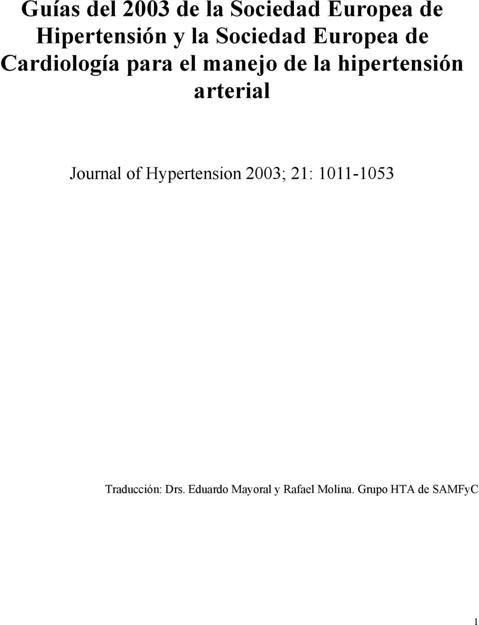 hipertensión arterial Journal of Hypertension 2003; 21: