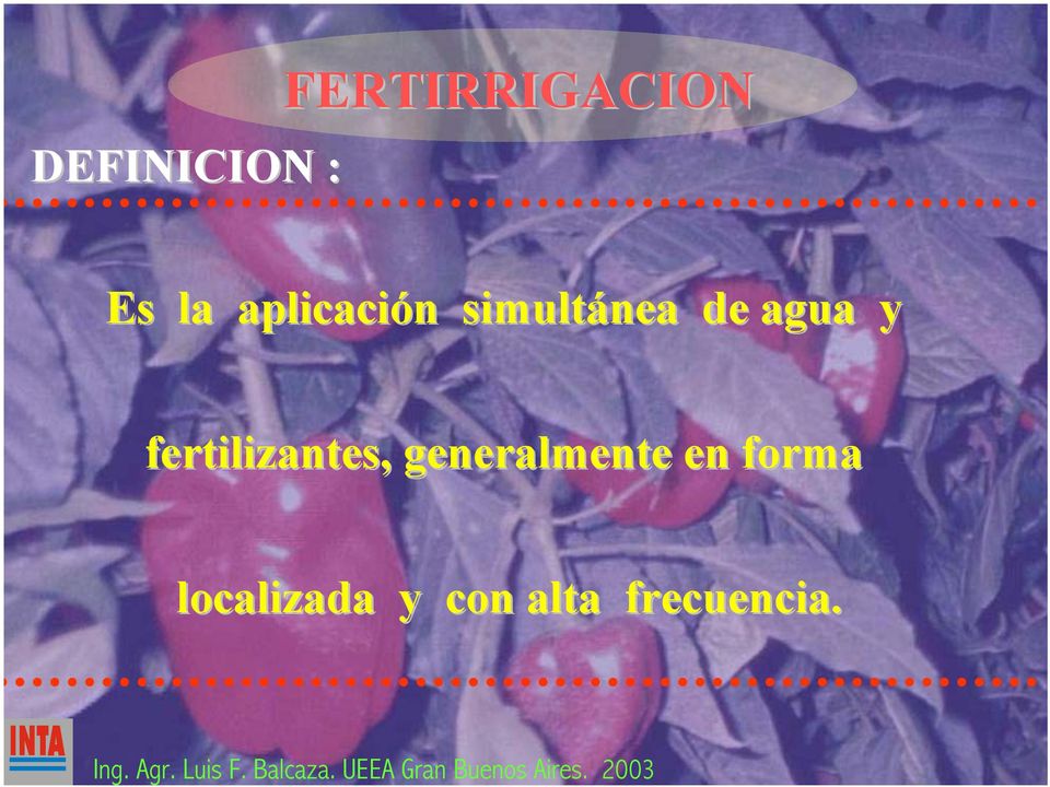2003 DEFINICION : FERTIRRIGACION Es la