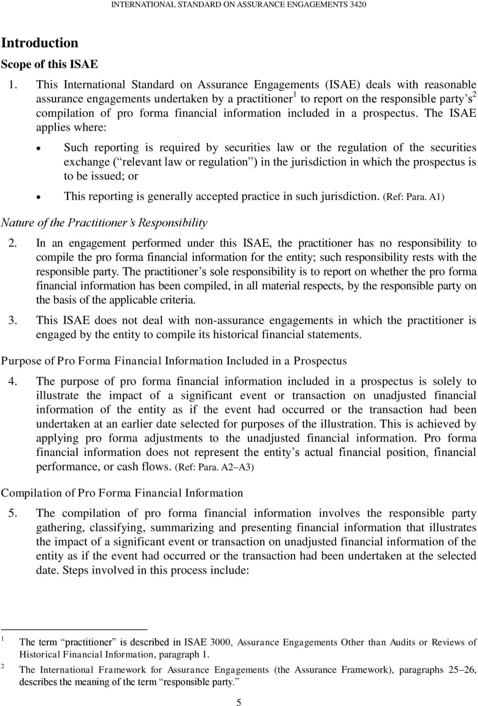 financial information included in a prospectus.