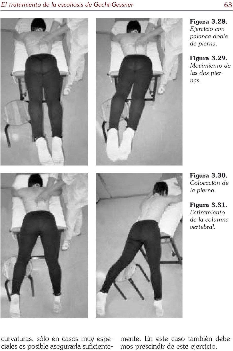 Colocación de la pierna. Figura 3.31. Estiramiento de la columna vertebral.