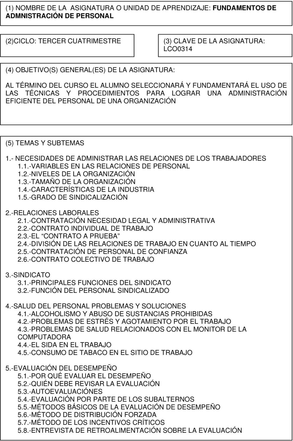 SUBTEMAS 1.- NECESIDADES DE ADMINISTRAR LAS RELACIONES DE LOS TRABAJADORES 1.1.-VARIABLES EN LAS RELACIONES DE PERSONAL 1.2.-NIVELES DE LA ORGANIZACIÓN 1.3.-TAMAÑO DE LA ORGANIZACIÓN 1.4.