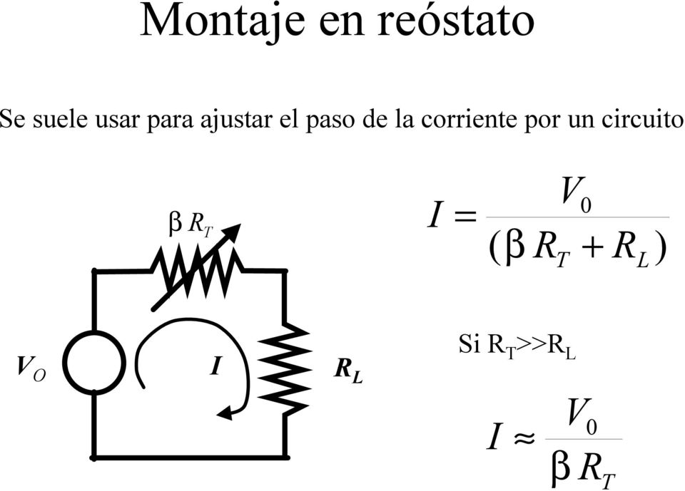 por un circuito β R T I = ( β V0 R T