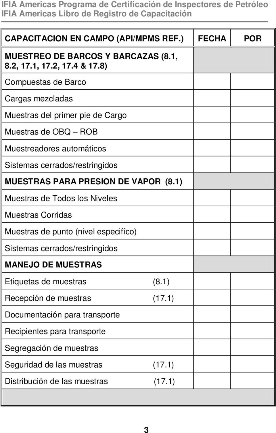 cerrados/restringidos MUESTRAS PARA PRESION DE VAPOR (8.
