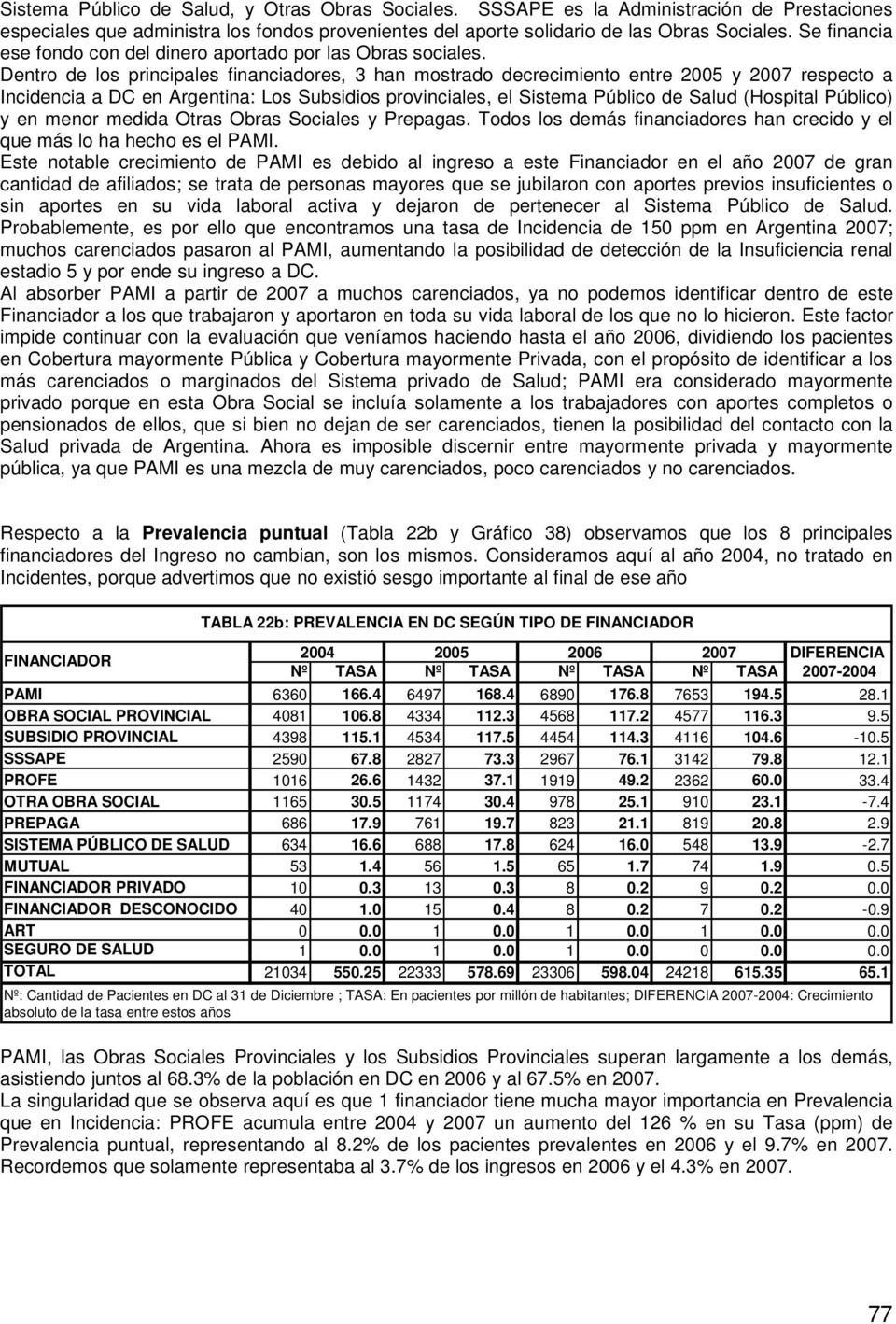 Dentro de los principales financiadores, 3 han mostrado decrecimiento entre 2005 y 2007 respecto a Incidencia a DC en Argentina: Los Subsidios provinciales, el Sistema Público de Salud (Hospital