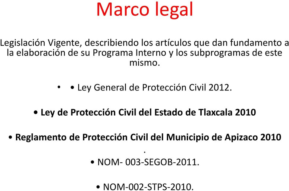 Ley General de Protección Civil 2012.
