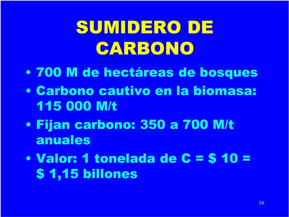 000 M/t Fijan carbono: 350 a 700 M/t anuales