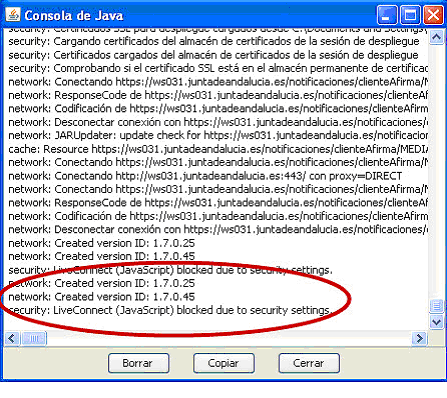 4 Soluciones en caso de no actualizar la versión de Java Si al tratar de utilizar una aplicación que requiera el cliente de firma electrónica se le muestra la imagen mostrada en la Figura 1, se