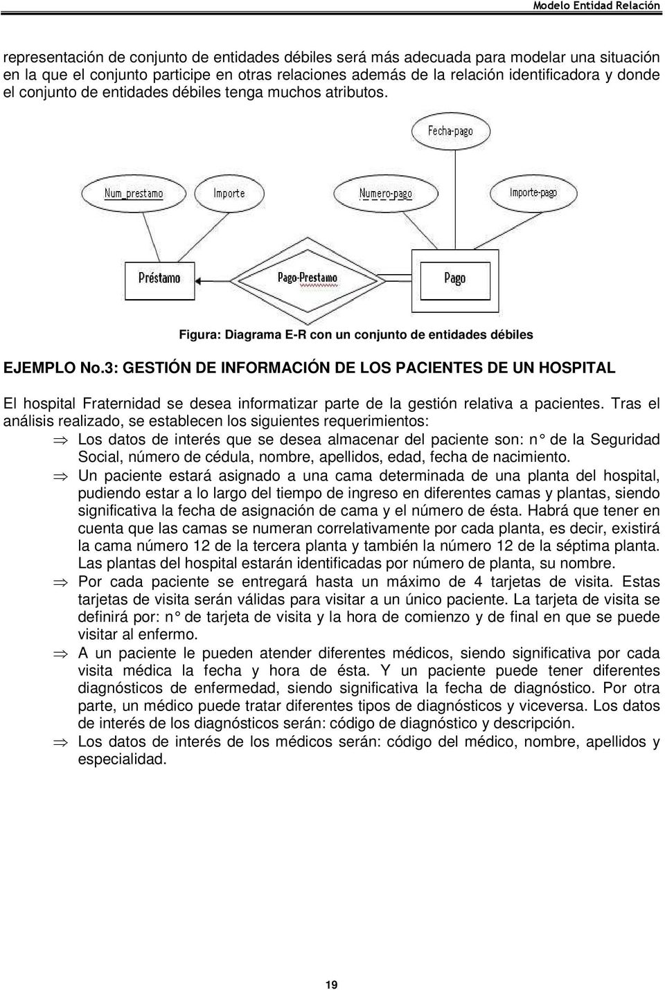 3: GESTIÓN DE INFORMACIÓN DE LOS PACIENTES DE UN HOSPITAL El hospital Fraternidad se desea informatizar parte de la gestión relativa a pacientes.