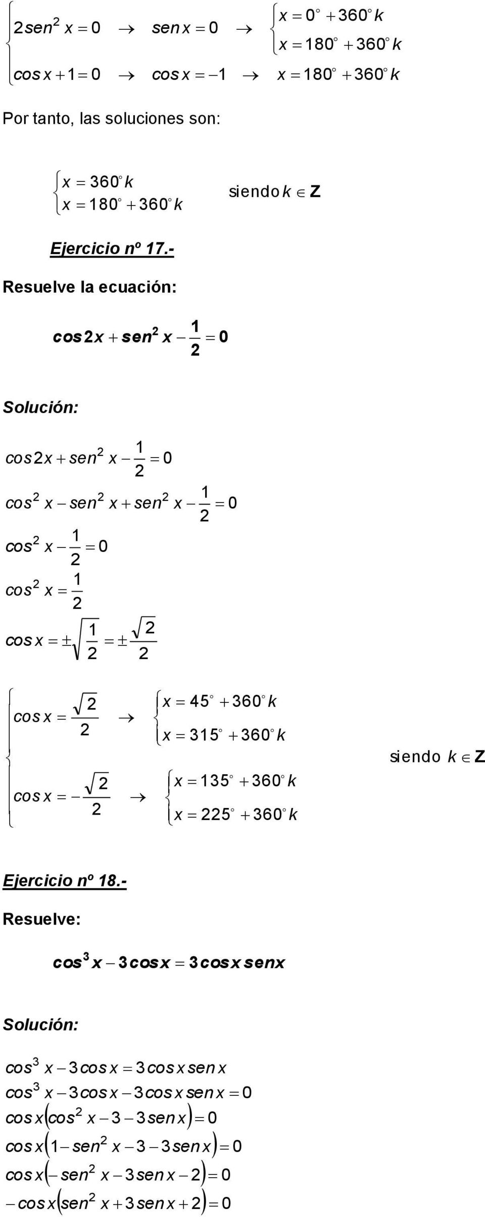 - Resuelve la ecuación: sen 0 sen sen 0 0 sen 0 45 60 k 5 60 k 5 60