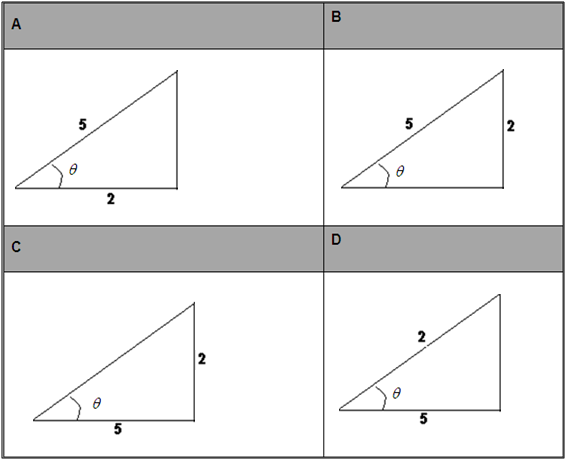 1. El valor del ángulo en el triángulo mostrado es A. 5 B. 36.87 C. 48.59 D. 41.43.