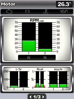 Visualización de información Selección del número de motores mostrados en los indicadores Los indicadores del motor pueden mostrar información de hasta cuatro motores. 1.