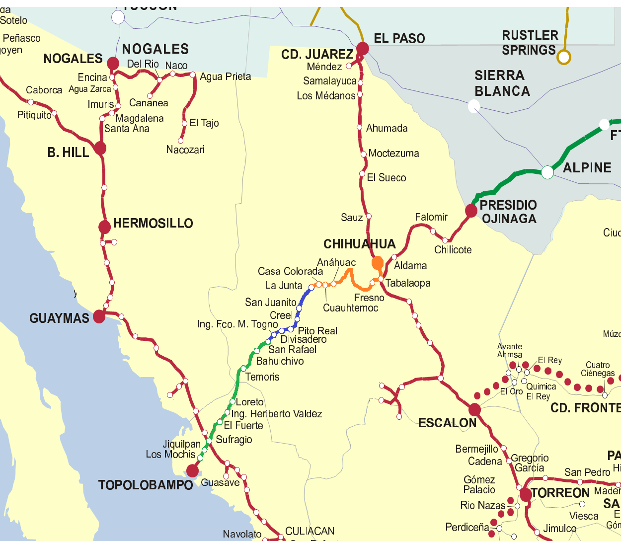 Plataforma Logística de Sinaloa y Chihuahua 19 / 23 La conexión entre Topolobampo y Ojinaga tiene una distancia de 890 kilómetros.
