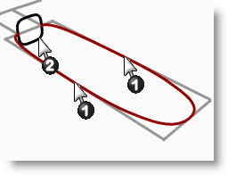 9 CREACIÓN DE SUPERFICIES 4 Cambie a la capa Mango. 5 Utilice el comando Barrido2 (Menú: Superficie > Barrido por 2 carriles) para crear la superficie usando la curva del cuello como curva de perfil.