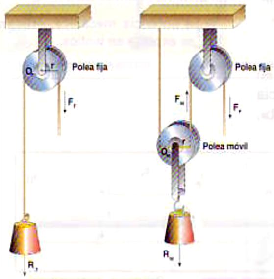 1.2. La polea La polea es un disco que puede girar alrededor de su eje y que dispone en el borde de una acanaladura por la que se hace pasar una cuerda, un cable o una correa.