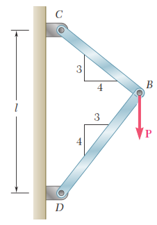 Ejercicio: Una carga P es aplicada en B a dos barras del mismo material