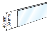 comunicación de precios otros perfiles Listón adhesivo plegado vuelta delante- cristal Medida: 40 x 1000mm o 40 x1325mm Perfil plegado en PVC transparente.