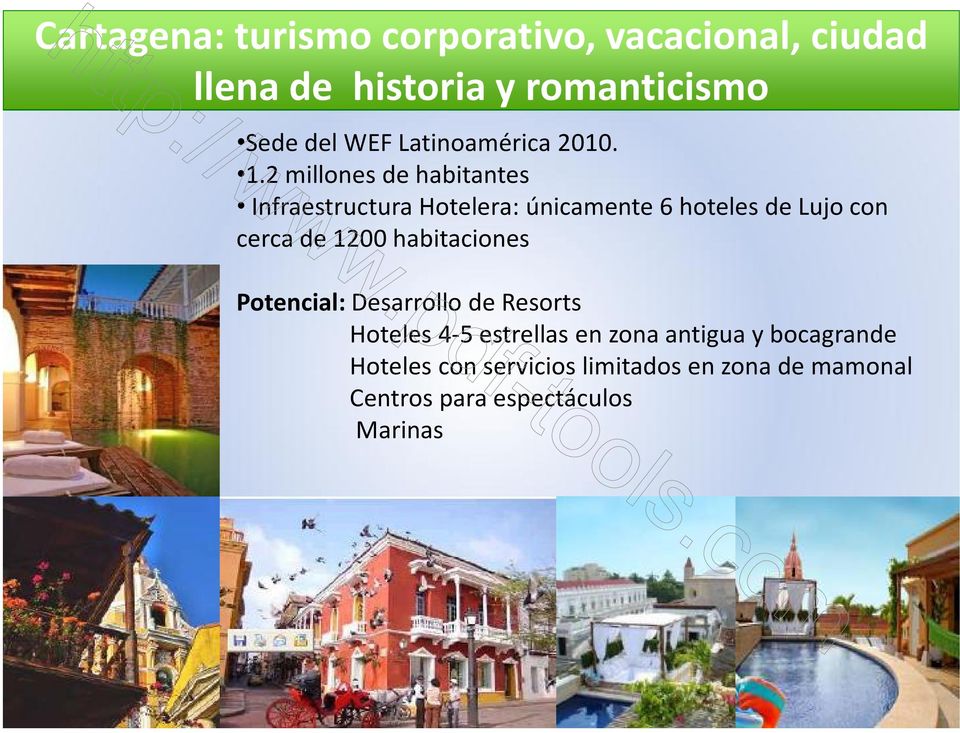 2 millones de habitantes Infraestructura Hotelera: únicamente 6 hoteles de Lujo con cerca de 1200