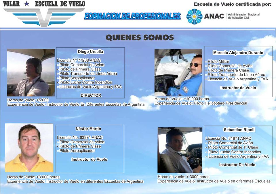 000 Experiencia de Vuelo: Instructor de Vuelo En Diferentes Escuelas de Argentina Marcelo Alejandro Durante - Piloto Militar - Piloto Comercial de Avión - Piloto de Primera Clase - Piloto Transporte