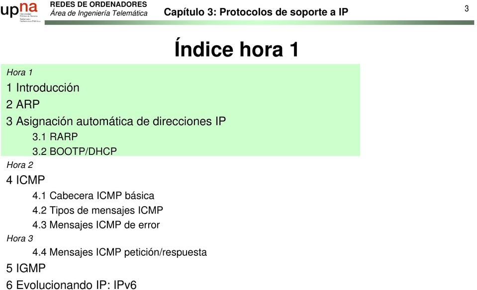 1 Cabecera ICMP básica 4.2 Tipos de mensajes ICMP 4.