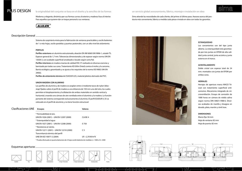 Sistema de carpintería mixta para la fabricación de ventanas practicables y oscilo batientes de 1 o más hojas, oscilo-paralelas y puertas peatonales, con un alto nivel de aislamiento.