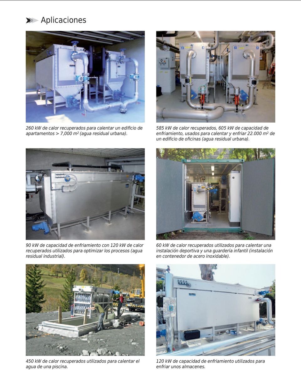 90 kw de capacidad de enfriamiento con 120 kw de calor recuperados utilizados para optimizar los procesos (agua residual industrial).