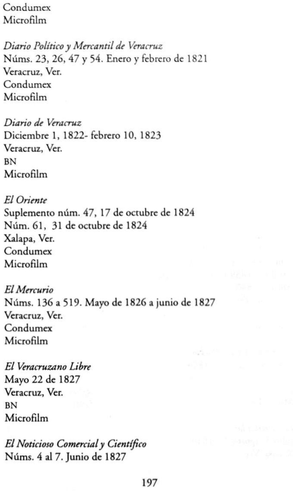 Suplemento núm. 47, 17 de octubre de 1824 Núm. 61, 31 de octubre de 1824 Condumex El Mercurio Núms.