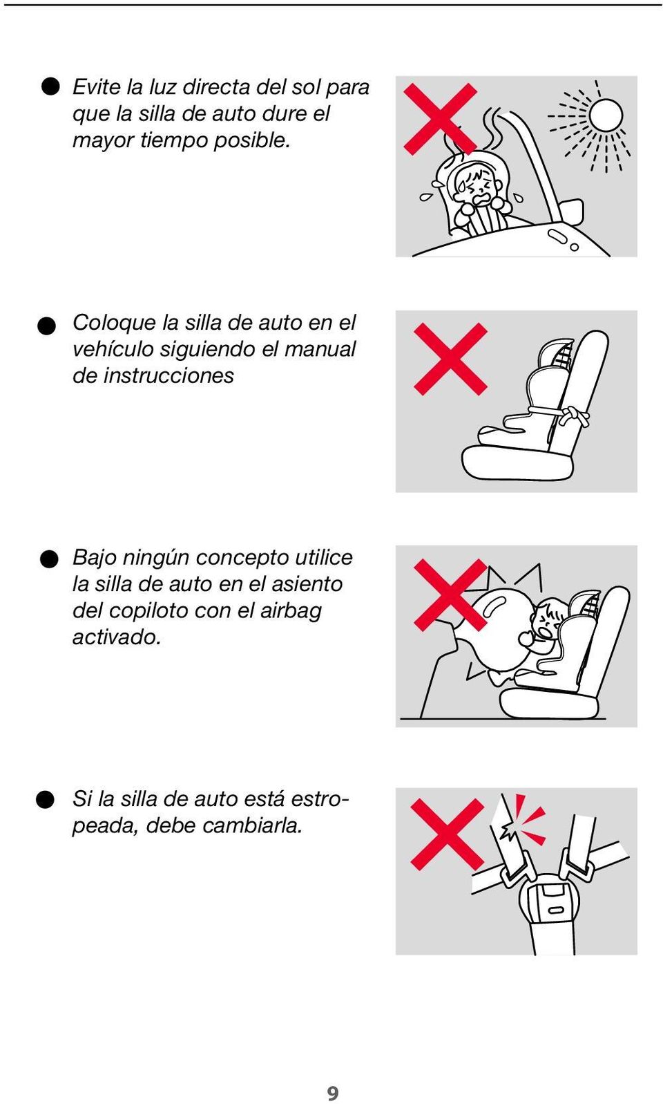 Coloque la silla de auto en el vehículo siguiendo el manual de instrucciones